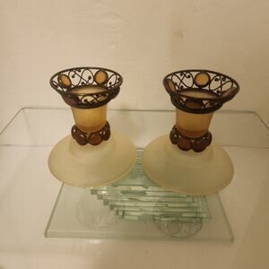 Retro Vintage Party-Lite Paris Taper Candle Holders Model P7687